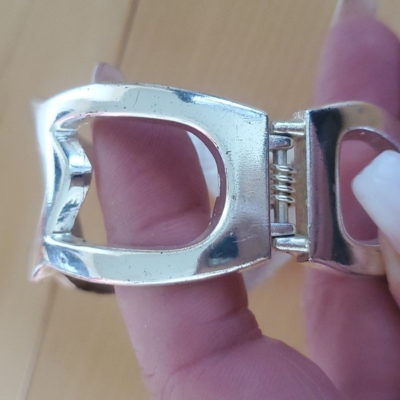Vintage silver bangle costume jewelry bracelet - Picture 7 of 8